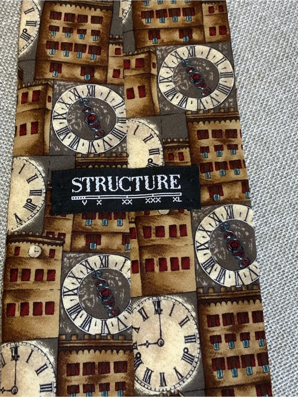 Structure Silk Clock Tower Novelty Tie